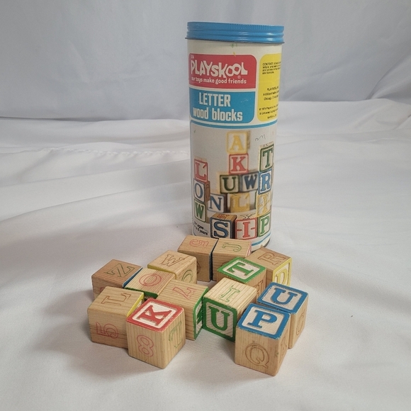 Playskool Vintage 1974 Letter Wood Blocks Original Can Not Complete - Picture 1 of 8